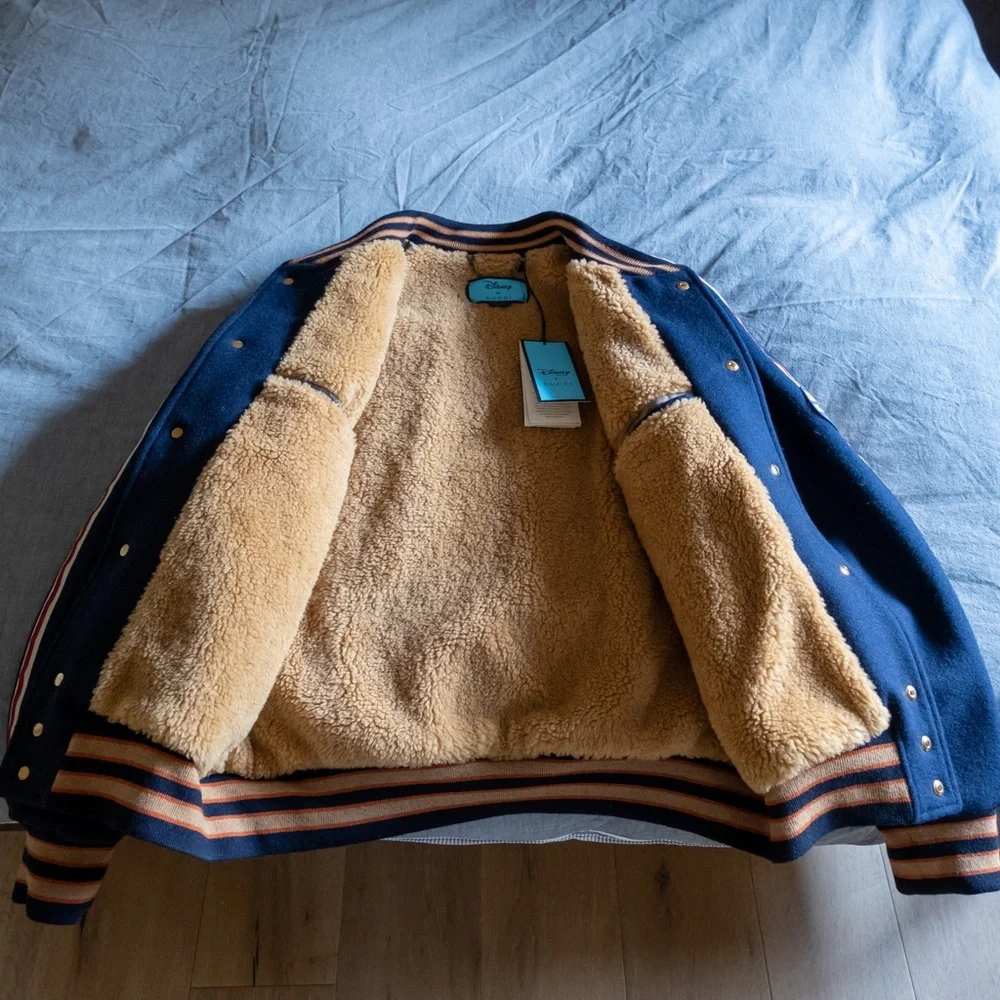 Gucci x Disney Men's Bomber Jacket Navy with Huey, Dewey and Louie Patch Size 48 - Picture 5 of 8
